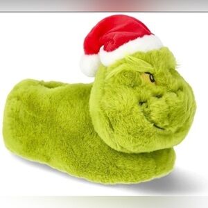 Kids’ Dr. Seuss The Grinch With Santa Hat Holiday Slippers Size M (11/12)